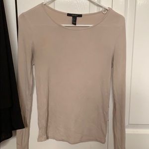 Beige long sleep tight fitted top